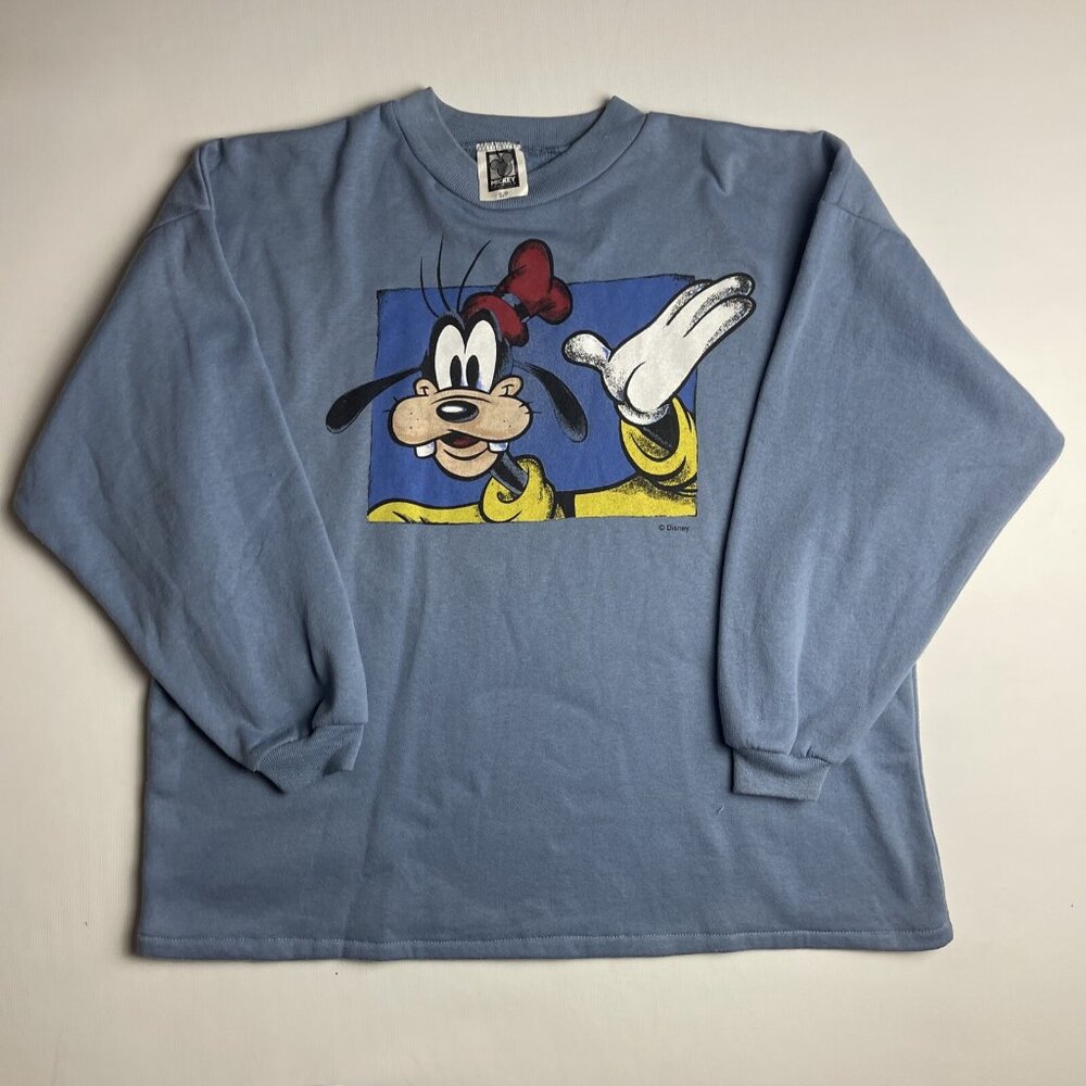 VTG 90's Disney Goofy Sweatshirt Men's Small Blue Retro MADE IN CANADA (Read)